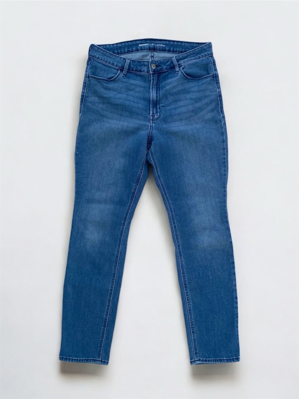 Old Navy High Rise Wow Straight Stretch Skinny Denim Jeans Medium Wash Womens 12